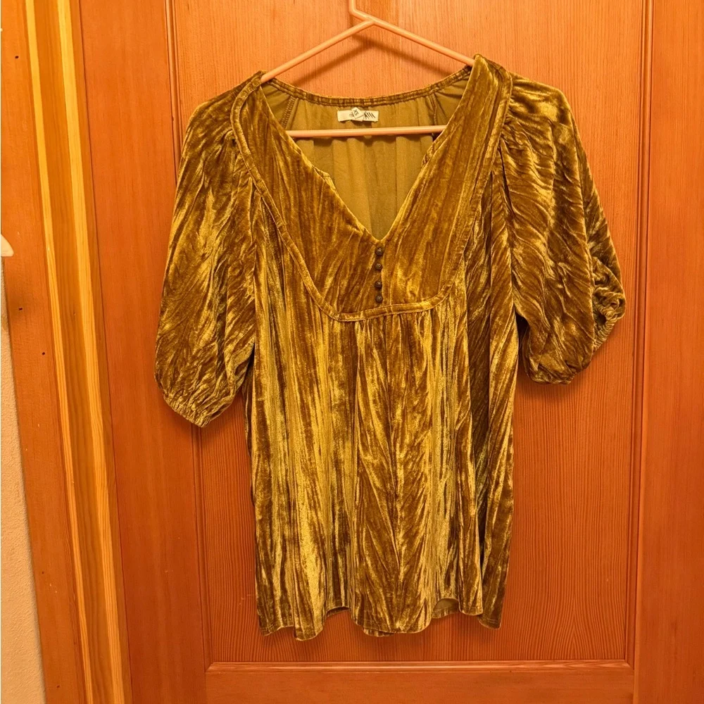 Puff Sleeve Velvet Top - Picture 3 of 9